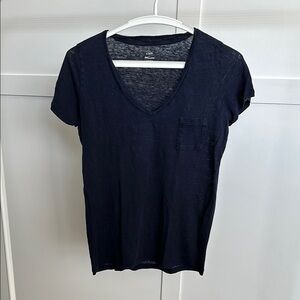 J. Crew Navy Short Sleeve Linen Tee